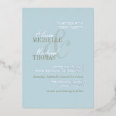 Modern Script Citrus Blue Formal Wedding Folie Uitnodiging (Voorkant)