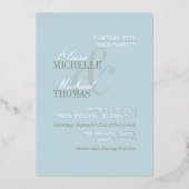 Modern Script Citrus Blue Formal Wedding Folie Uitnodiging (Voorkant)