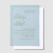 Modern Script Citrus Blue Formal Wedding Vellum Uitnodigingen (Offset)