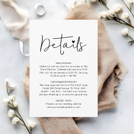Modern Script Contemporary Wedding Details Informatiekaartje