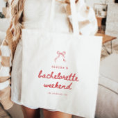 Modern Script Coquette Bow Bachelorette Weekend Tote Bag