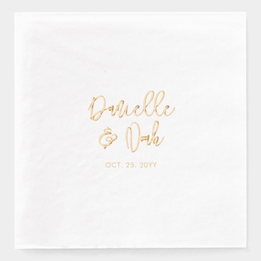 Modern Script Couples Naam Custom Wedding Folie Servetten (Voorkant)