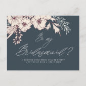 Modern Script Creme Floral Bridesmaid Briefkaart (Voorkant)
