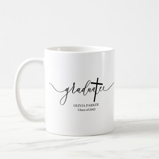 Modern script Cross Afstuderen Photo Afstuderen Koffiemok (Links)