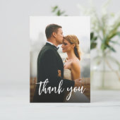 Modern Script Custom 2 trouwfoto's Bedankkaart (Staand voorkant)