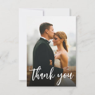 Modern Script Custom 2 trouwfoto's Bedankkaart