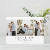 Modern Script Custom 3 foto bruiloft Bedankkaart (Staand voorkant)