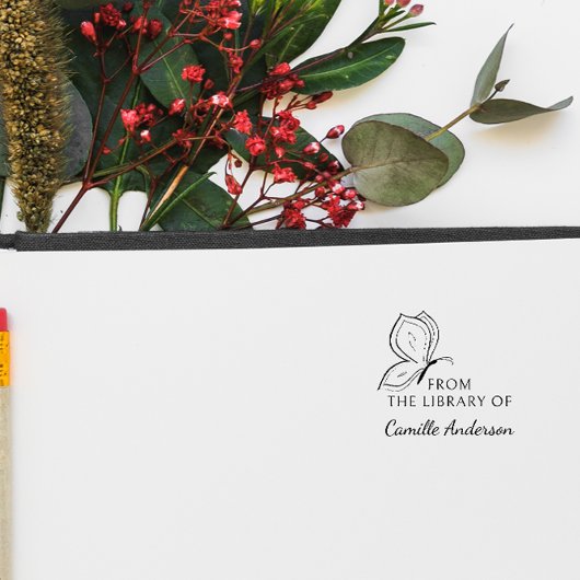 Modern Script Custom Library Boek Eenvoudige vlind Zelfinktende Stempel