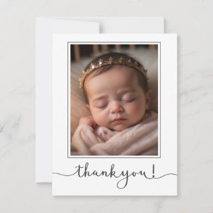 Modern Script Custom Newborn Baby Foto bedankt Kaart