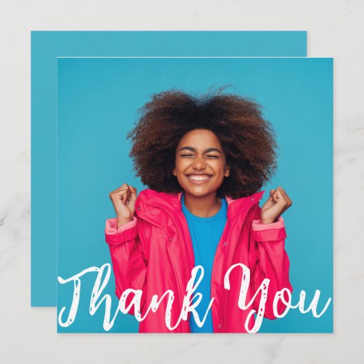 Modern Script Custom Photo Afstuderen Bedankt Kaart (Voorkant / Achterkant)