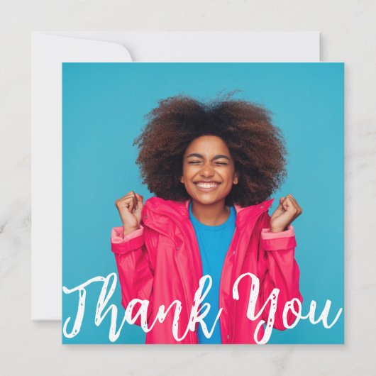 Modern Script Custom Photo Afstuderen Bedankt Kaart (Voorkant)