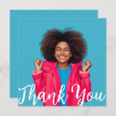 Modern Script Custom Photo Graduation Thank You I Kaart (Voorkant / Achterkant)