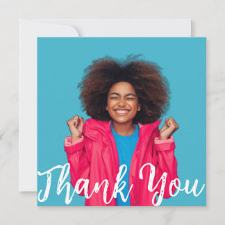 Modern Script Custom Photo Graduation Thank You  I Kaart