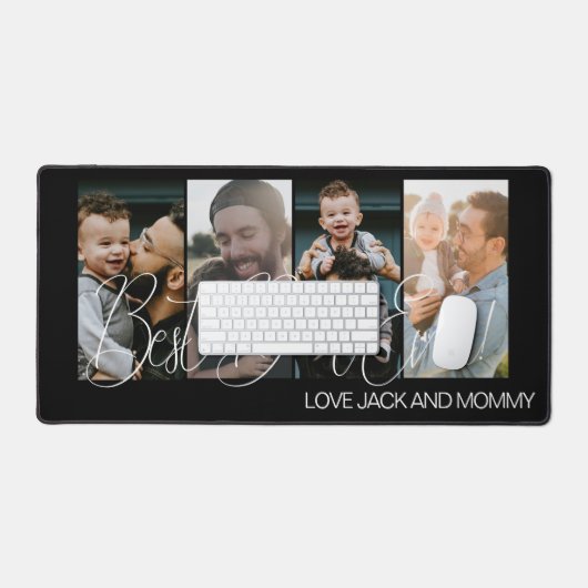 Modern Script Custom Vier Foto Vaders Dag Bureaumat (Keyboard & Muis)