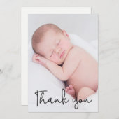 Modern script Dank je Baby Foto geboorte Aankondiging (Voorkant / Achterkant)