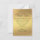 Modern script Dank u bruiloft foto gouden folie Notitiekaartje (Achterkant)