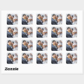 Modern script dank u foto bruiloft gunst vierkante sticker (Vel)