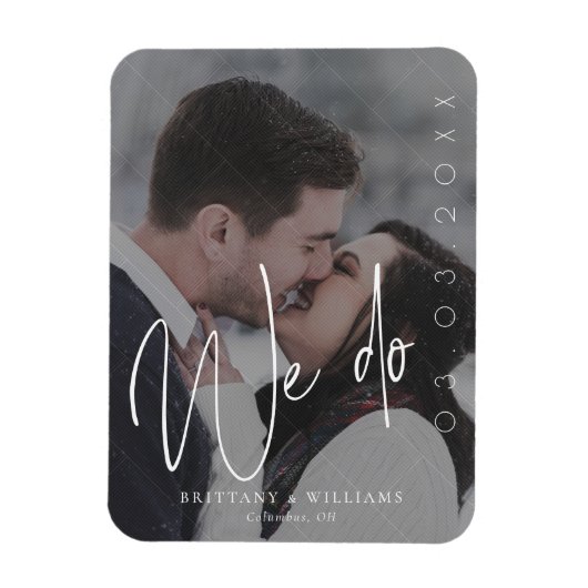 Modern script dat we doen | Romantische foto Save  Magneet (Verticaal)