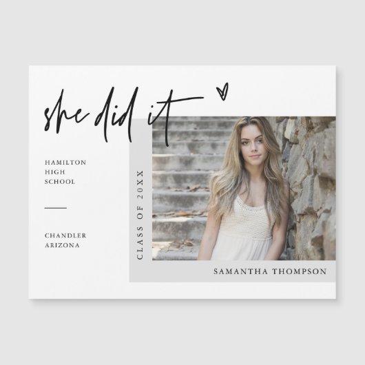 Modern script dat ze het Afstuderen Foto Magnet de (Voorkant)