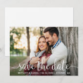 Modern script | De datum-fotokaart opslaan Save The Date (Voorkant / Achterkant)