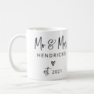Modern script De heer en mevrouw Wedding Gevesti Koffiemok