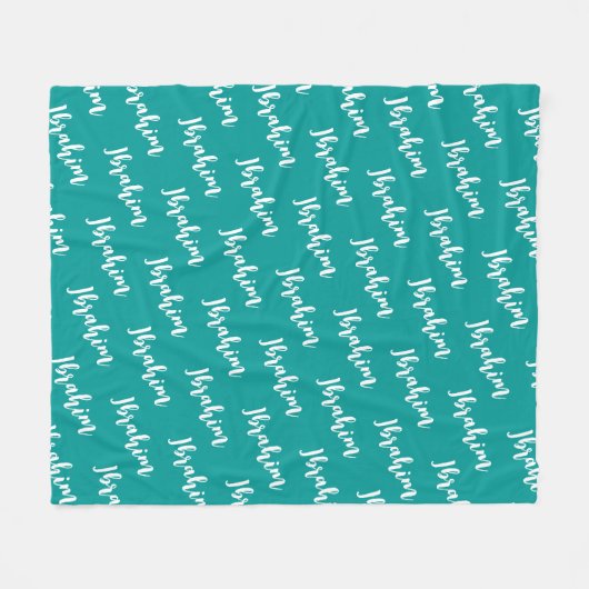 Modern Script Deep Turquoise Custom Herhalende Naa Fleece Deken (Voorkant (Horizontaal))