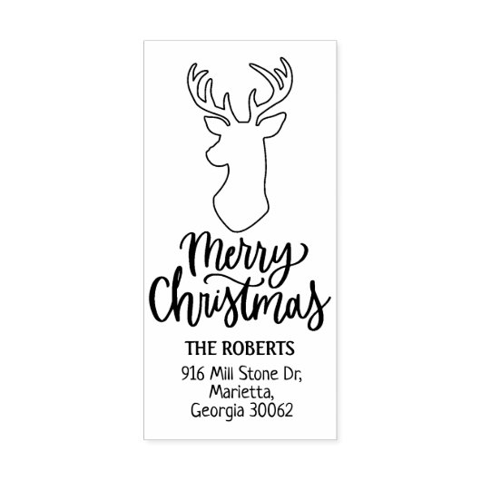 Modern Script Deer Merry Christmas Rubberstempel (Afrduk)