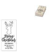 Modern Script Deer Merry Christmas Rubberstempel (Gestempeld)