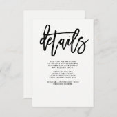 Modern script | Details van de bruiloft Informatiekaartje (Voorkant / Achterkant)