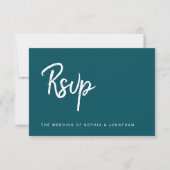 Modern Script Diep Teal | Keuze voor het huwelijks RSVP Kaartje (Voorkant)