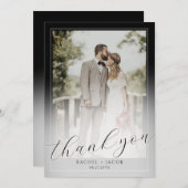 Modern Script Donkerrood 2-foto bruiloft dank u Bedankkaart (Voorkant / Achterkant)