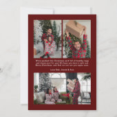 Modern  Script Donkerrood 4 foto's Kerst Feestdagenkaart (Achterkant)
