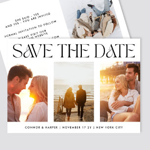 MODERN script Drie Multi Photo bruiloft Save The Date