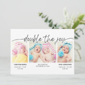 Modern Script Dubbel de Pret 4 Foto's Aankondiging (Staand voorkant)