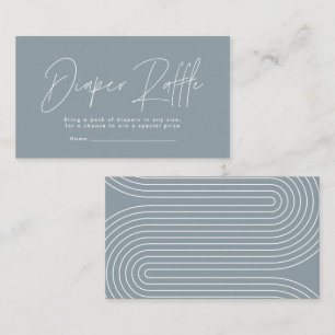 modern script dusty blue baby shower diaper raffin notitiekaartje