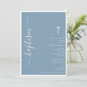 Modern Script Dusty Blue Christening Baptism Kaart (Staand voorkant)