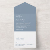 Modern Script Dusty Blue Minimalistic Wedding All In One Uitnodiging (Binnen)