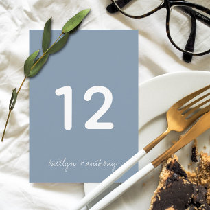Modern Script Dusty Blue Minimalistic Wedding Kaart
