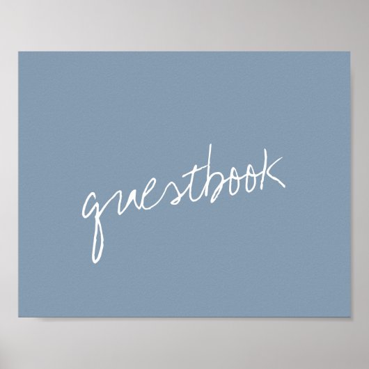 Modern Script Dusty Blue Minimalistic Wedding Poster (Voorkant)