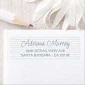 Modern Script Dusty Blue Stripes Retouradres Etiket (Insitu)