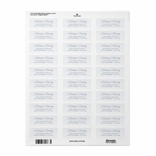 Modern Script Dusty Blue Stripes Retouradres Etiket (Full Sheet)