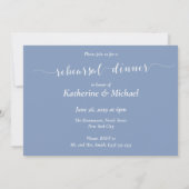 Modern Script Dusty Blue Wedding Rehearsal Dinner Kaart (Achterkant)