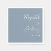 Modern Script Dusty Blue Wedding Servet (Voorkant)