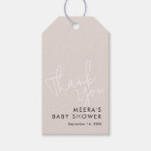 Modern Script Dusty Pink Bedankt Baby shower Cadeaulabel (Voorkant)