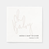 Modern Script Dusty Pink Oh Baby shower Servet (Voorkant)