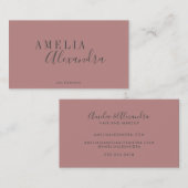 Modern Script Dusty Roos Gray Custom Boho Chic Visitekaartje (Voorkant / Achterkant)
