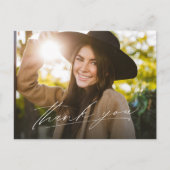 Modern script één foto afstuderen dank u briefkaart (Voorkant)