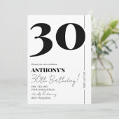 Modern Script Eenvoudig 30e Verjaardagsfeest Kaart (Staand voorkant)