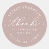 Modern Script Eenvoudig Afstuderen Ronde Sticker (Voorkant)