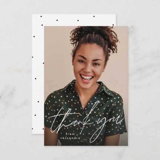 Modern script eenvoudig één foto-afstuderen bedankkaart (Voorkant / Achterkant)